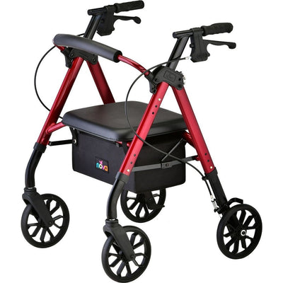 NOVA Star 8 Petite Rollator Walker - Rouge avec roues de 8"