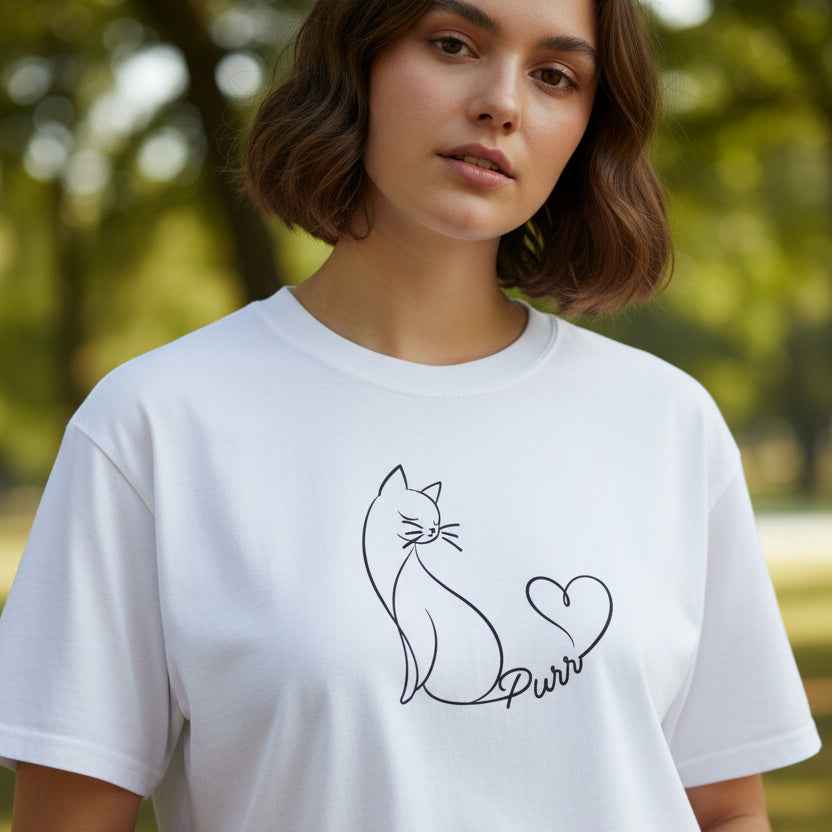 Purr Line Art Cat Unisex T-Shirt