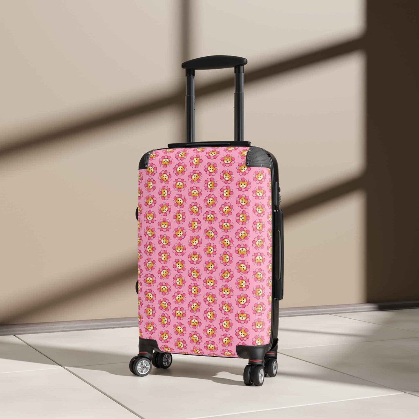 Valise à fleurs de chat rose | Bagages Cute Chaos