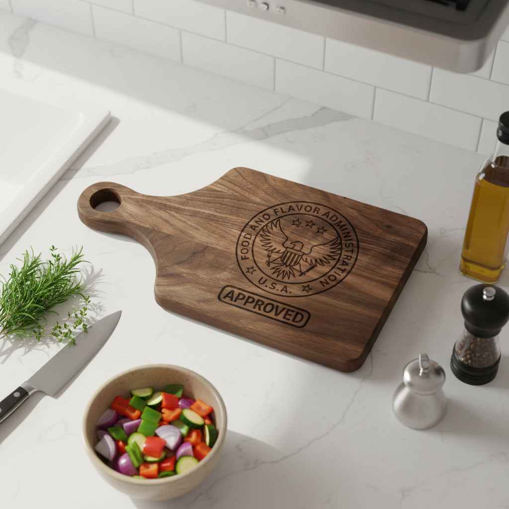 Planche à découper en bois gravée premium