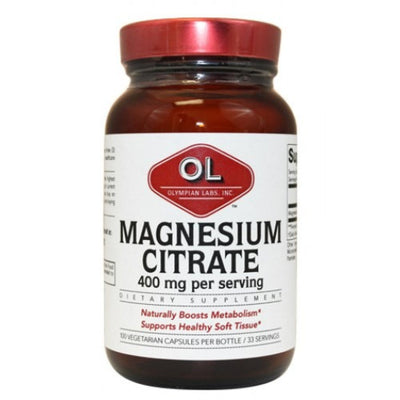 Olympian Labs Citrate de Magnésium, 400 Mg, 100 Capsules Végétariennes