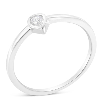 .925 Sterling Silver Teardrop Diamond Promise Ring - Size 6