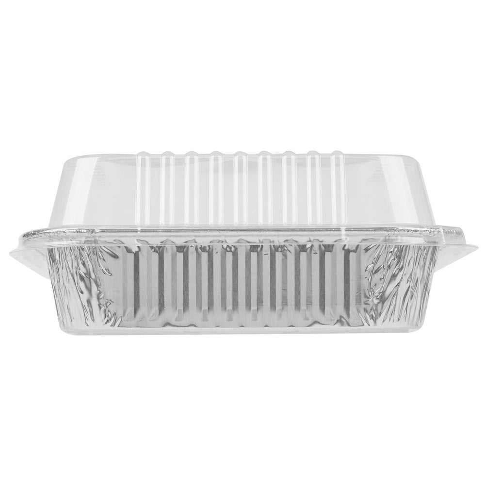 Plat à gâteau en aluminium durable de 9" carré avec couvercle - 25 pièces