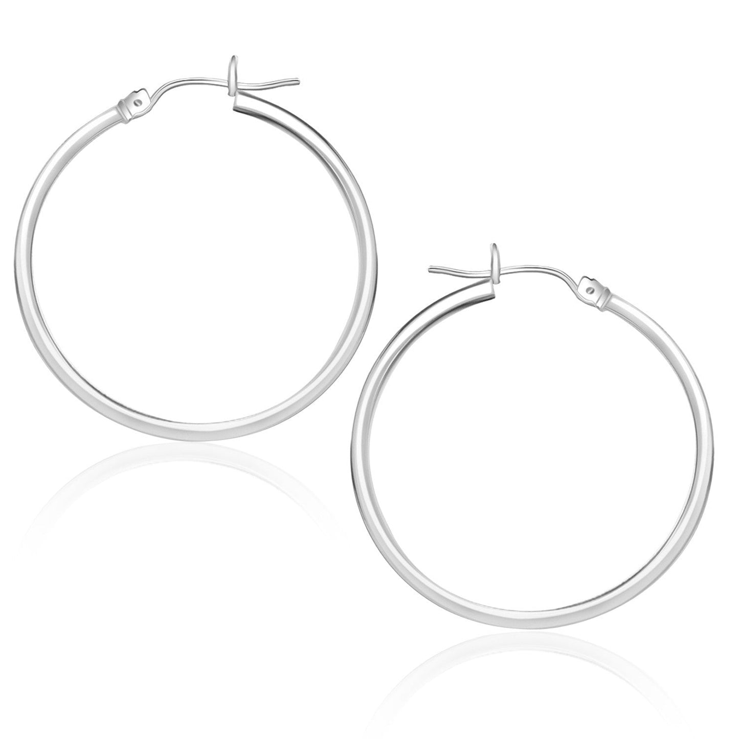 Boucles d'oreilles créoles en or blanc 14 carats poli - 25 mm