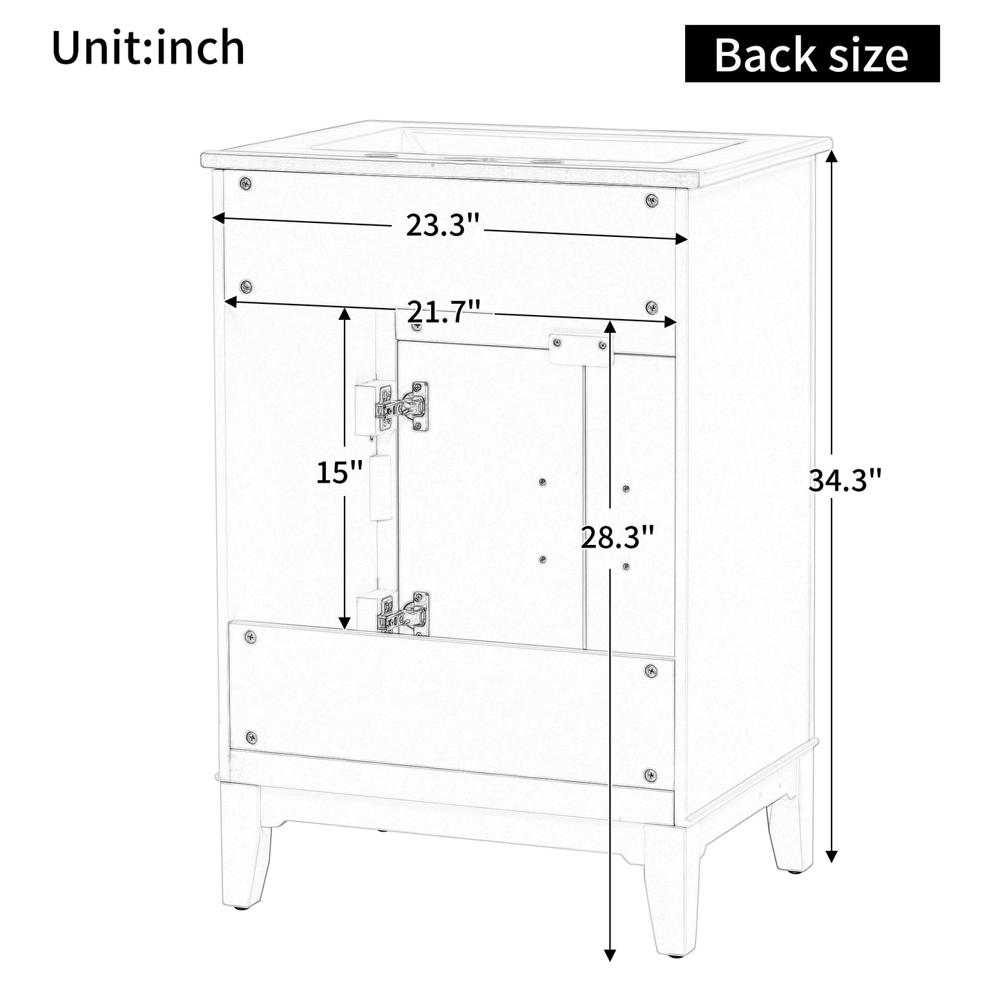 24" Bathroom Vanity with Sink, Bathroom Vanity Cabinet with One Flip Drawer and Doors, Solid Wood and MDF, White - Korvel