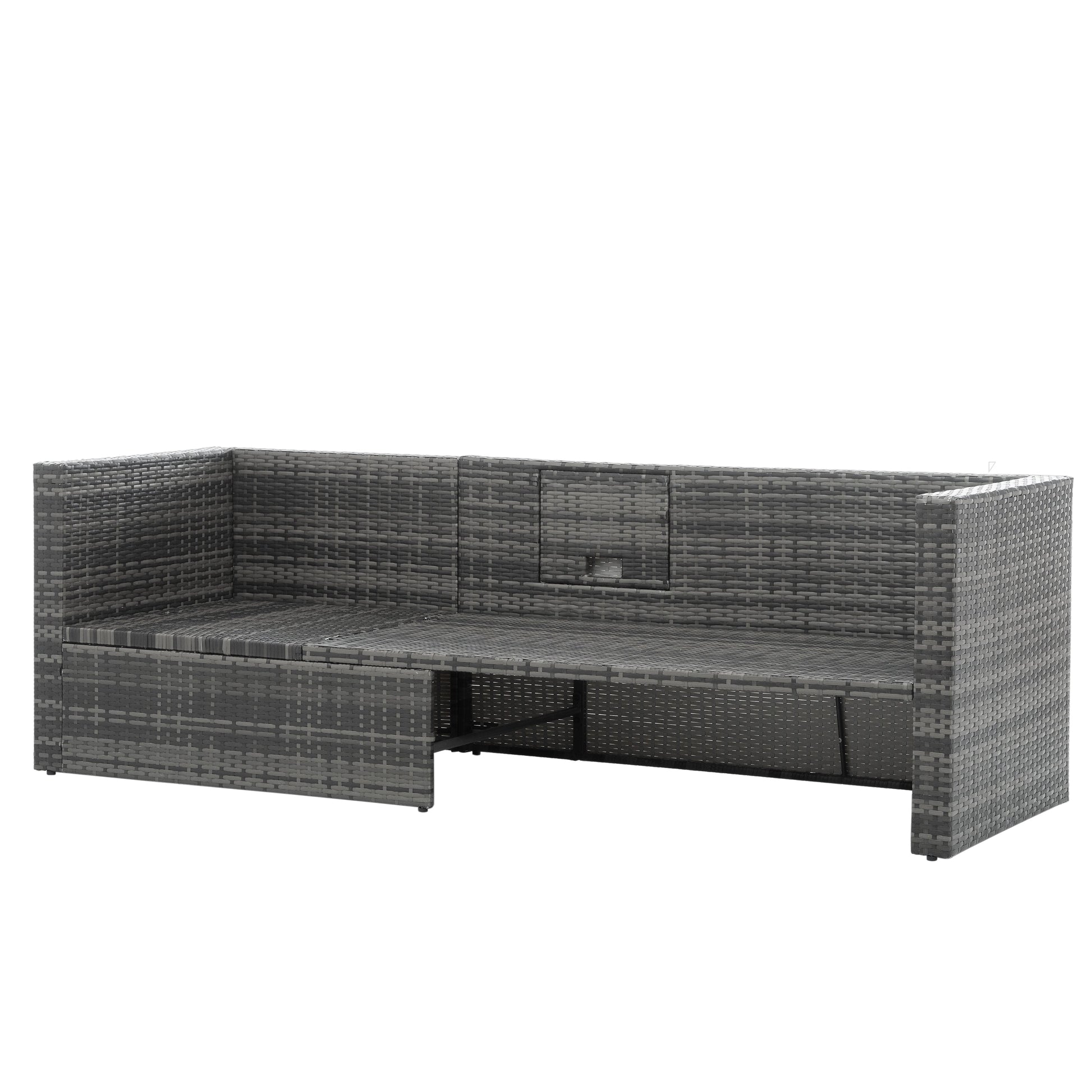 Patio Furniture, Outdoor Furniture, Seasonal PE Wicker Furniture,5 Set Wicker Furniture With Plywood Coffee Table - Korvel