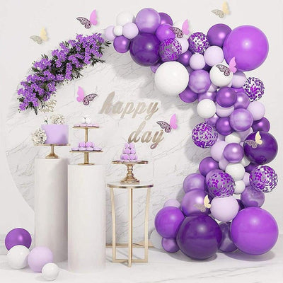 124 Pcs White Purple Balloon Garland Arch Kit