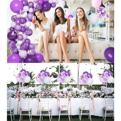 124 Pcs White Purple Balloon Garland Arch Kit