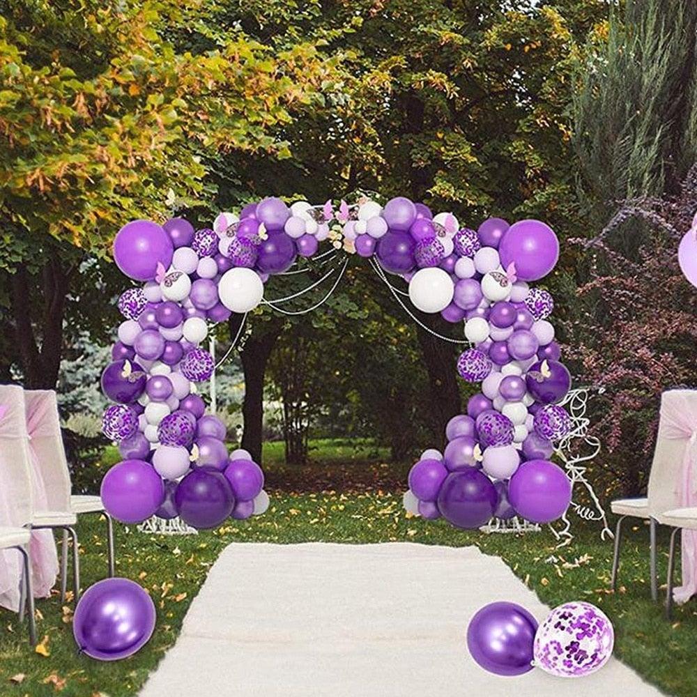 Kit de Arco de Globos de 124 Piezas en Blanco y Púrpura