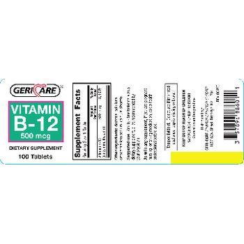 Comprimés de vitamine B-12 500 mcg - 100 unités