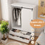 Tall Bedroom Armoire Wardrobe Closet Clothing Storage Cabinet with Hanging Rod Barn Door Drawers Open Shelves,White - Korvel
