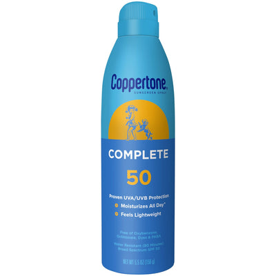 Spray de protector solar Coppertone Complete - SPF 50 - 5.5oz