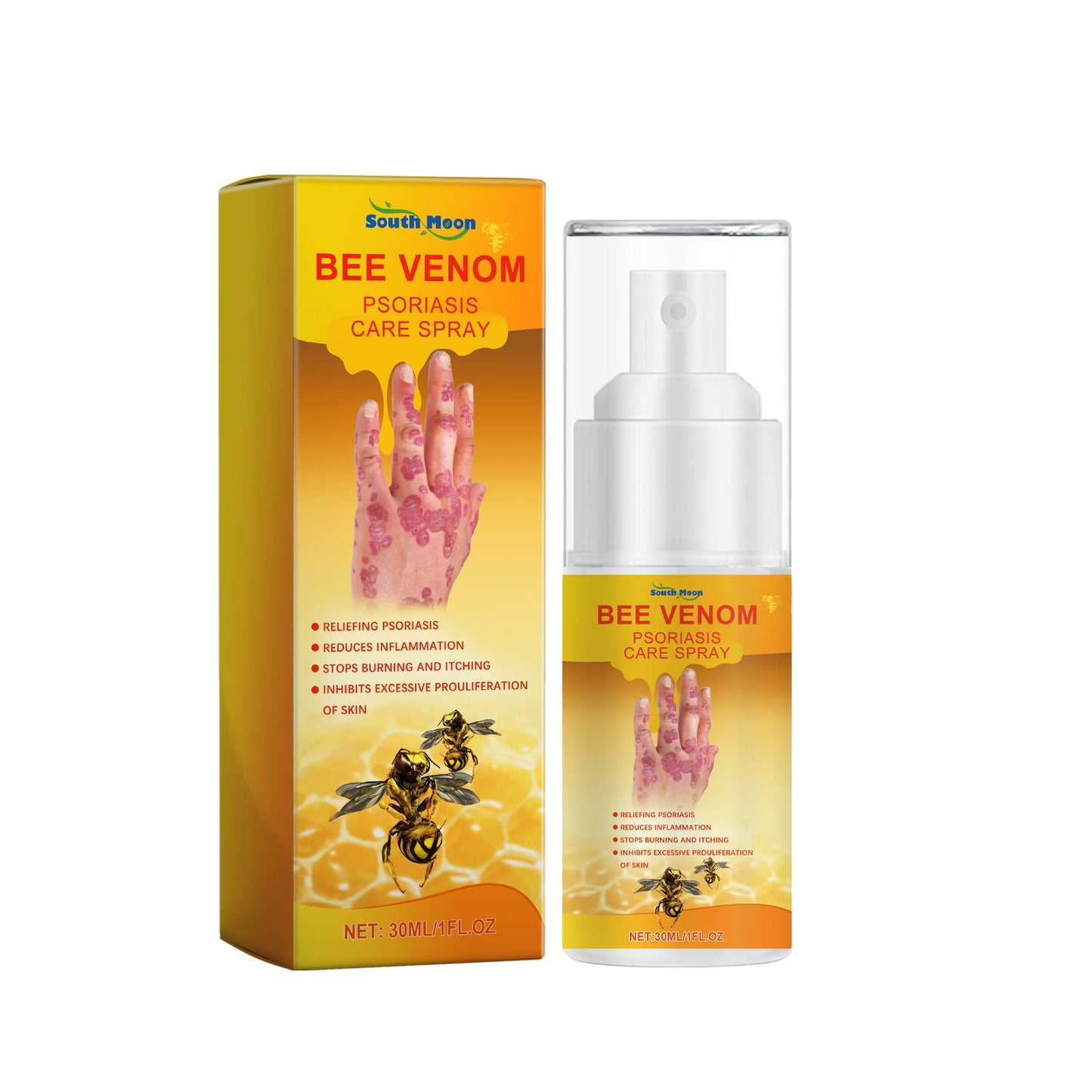 Bee Venom Psoriasis Care Spray, Soothing Skin Irritation Repair Moisturizing And Tender Skin Care Spray - Korvel