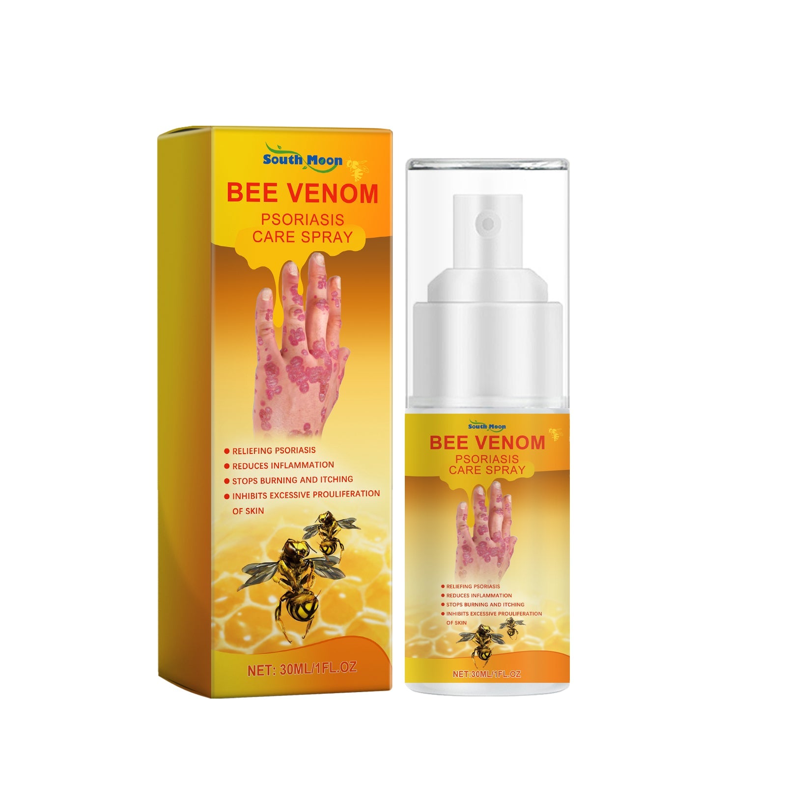 Bee Venom Psoriasis Care Spray, Soothing Skin Irritation Repair Moisturizing And Tender Skin Care Spray - Korvel
