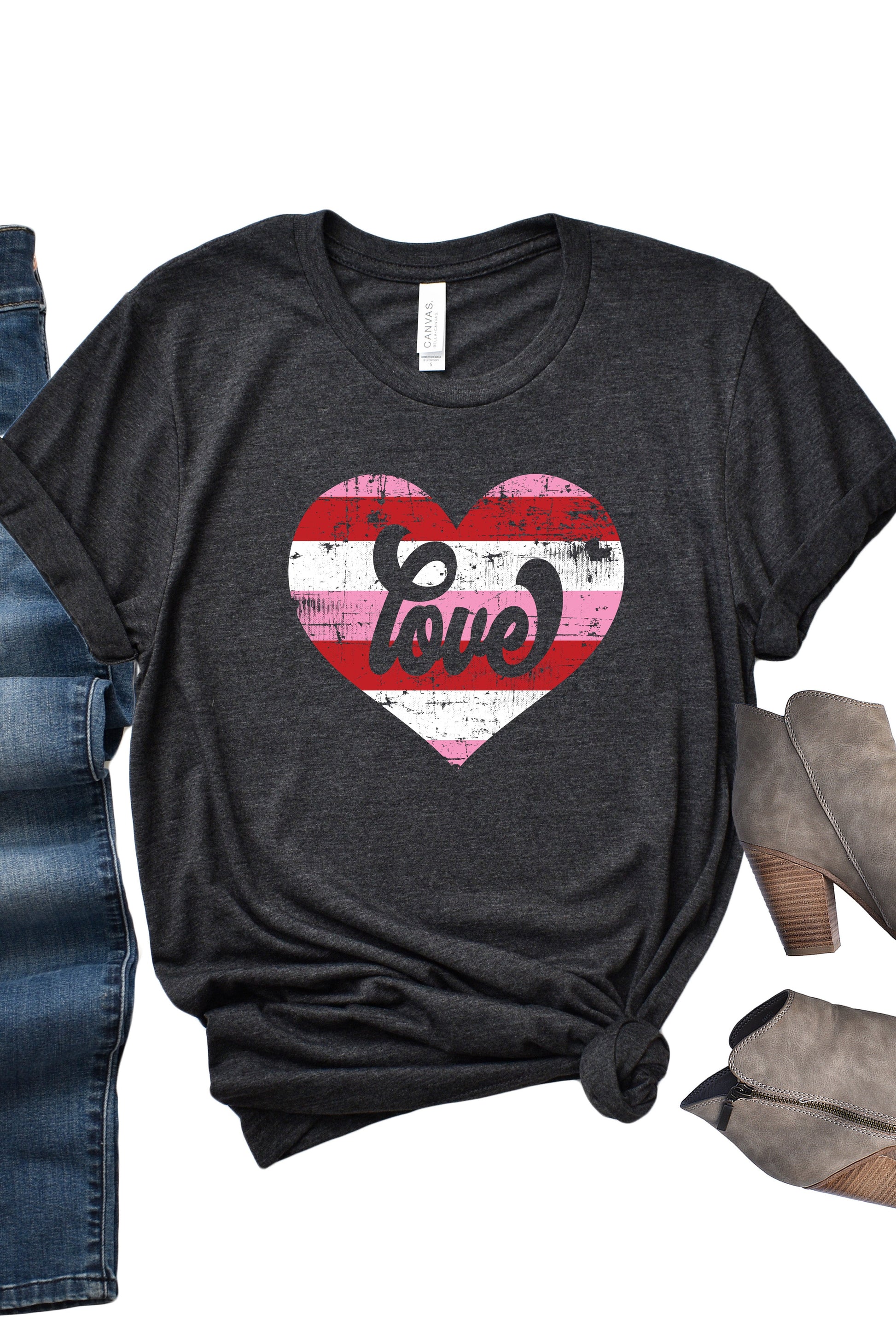 Heart Striped Love T-Shirt - Korvel