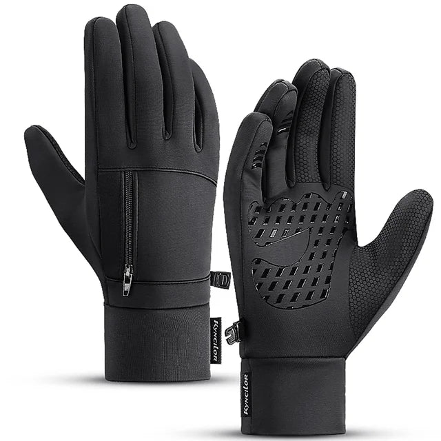Outdoor warm cold windproof riding gloves touch screen windproof and anti-skid women's velvet full finger gloves - Korvel