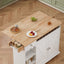 44 Inch Kitchen Island Cart with Solid Wood Top, Wine Storage, Spice Rack, Towel Rack, Wine Glass Holder White & Oak - Korvel