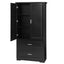 Tall Bathroom Storage Cabinet, Cabinet with Two Doors and Drawers, Adjustable Shelf, MDF Board, Black - Korvel