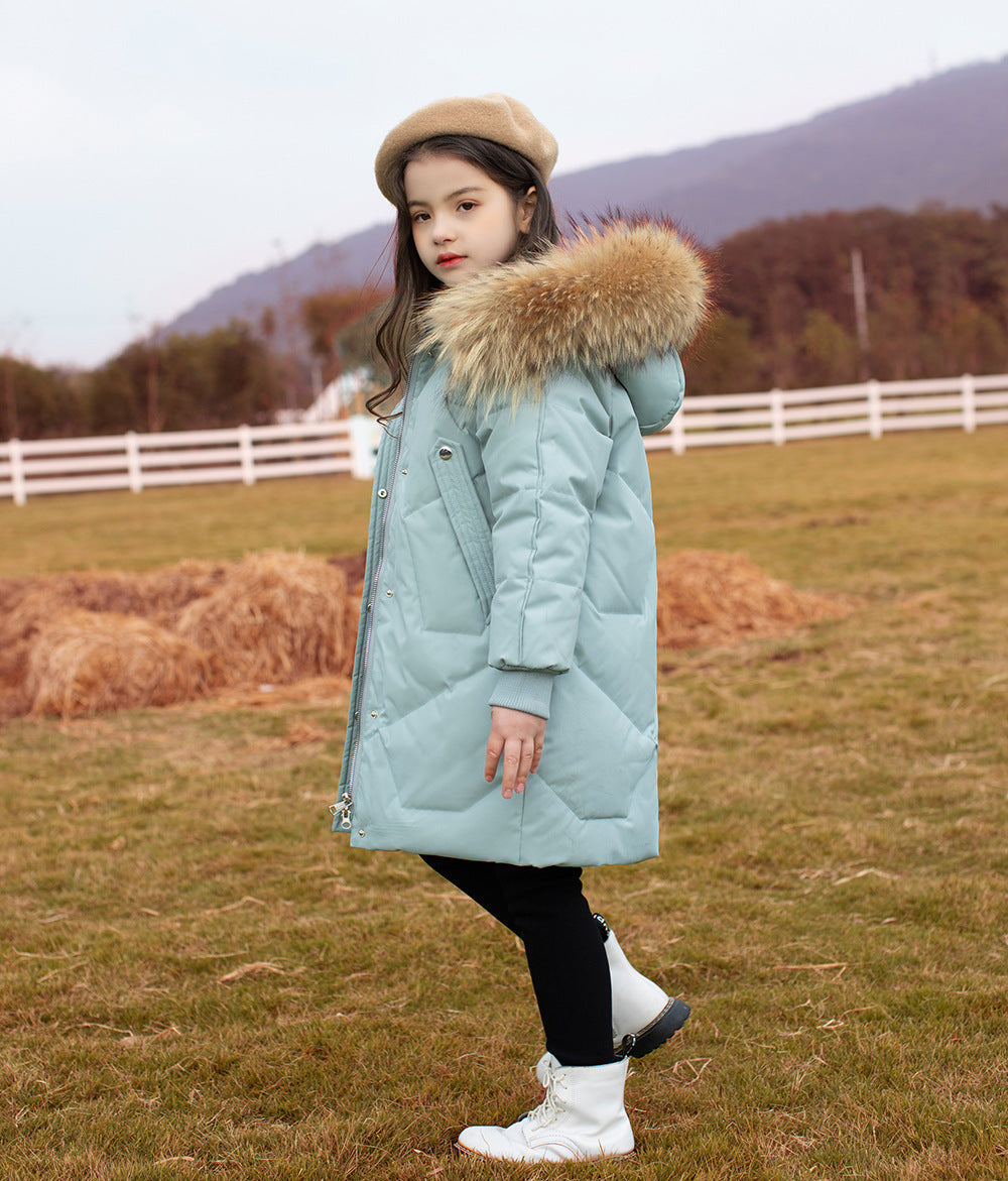 Children's Mid-Length Down Jacket - Stylish Winter Coat