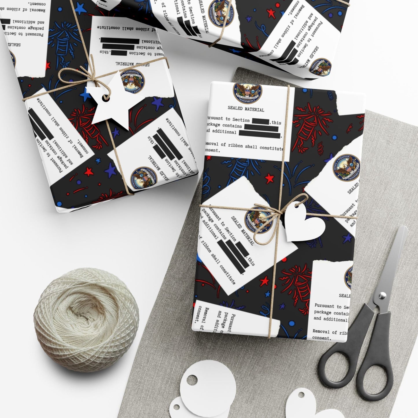 Papel de Regalo de Celebración Clasificado – Diseño de Fuegos Artificiales Patrióticos