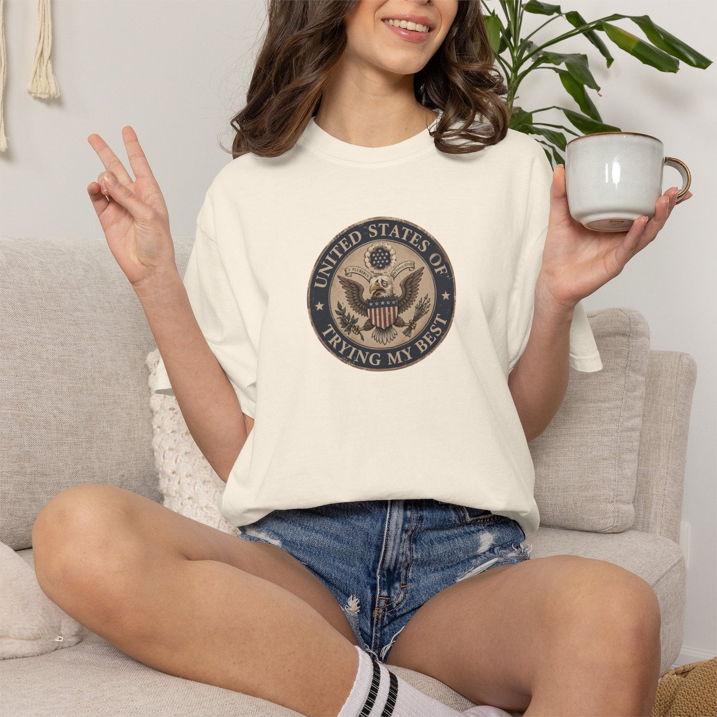 États-Unis de Faire de Mon Mieux T-Shirt Teint à la Garment
