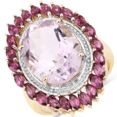 Bague en argent sterling avec améthyste rose et rhodolite de 10,16 carats