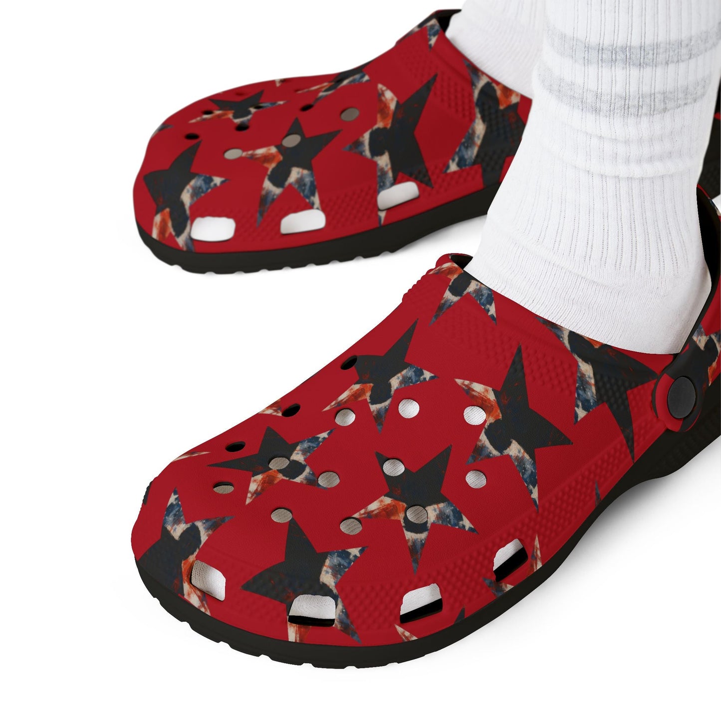 Red Presidential Silhouette Star EVA Clogs – Lightweight Slip-Ons