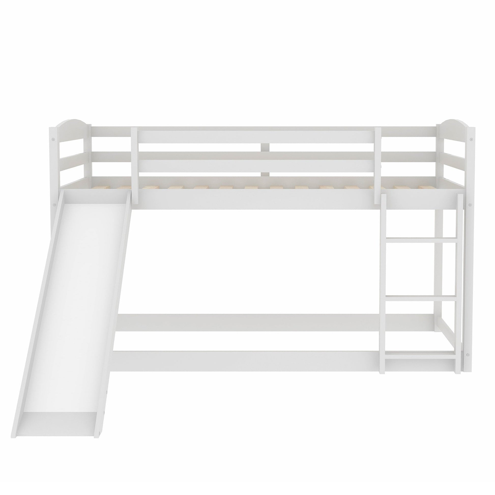 Twin over Twin Bunk Bed with Convertible Slide and Ladder   White - Korvel