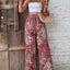 Printed Wide Leg Pants - Korvel