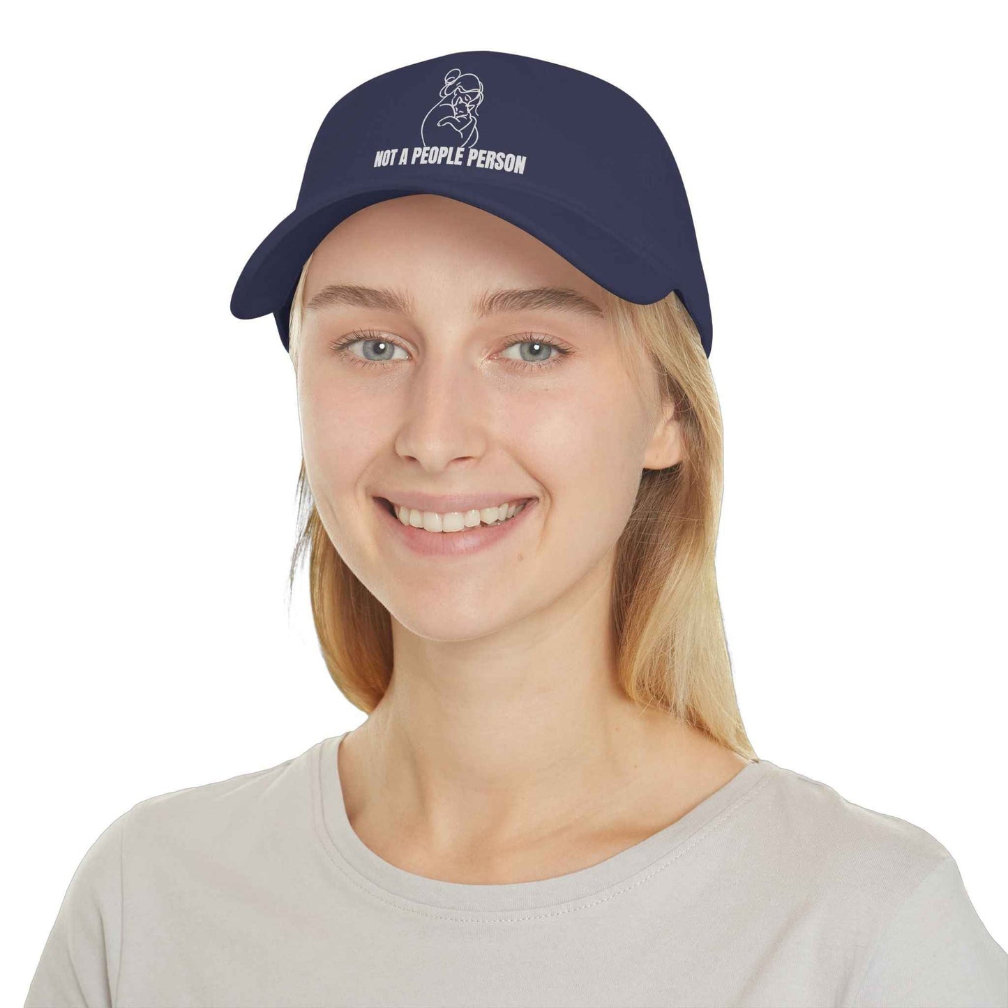 Casquette en coton à profil bas avec art linéaire de chat "Pas une personne sociable"