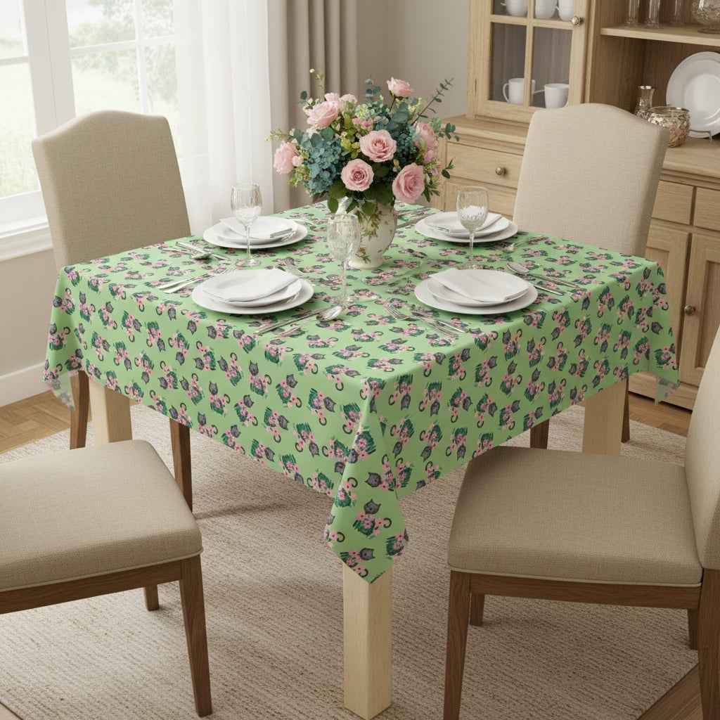 Floral Cat Tablecloth - Playful Design for Every Occasion