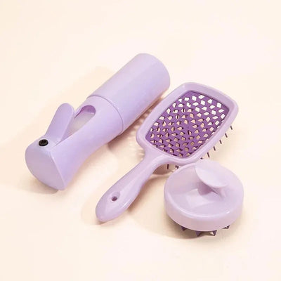 Hollow Comb Set with Spray Bottle - Premium Hair Care Essentials