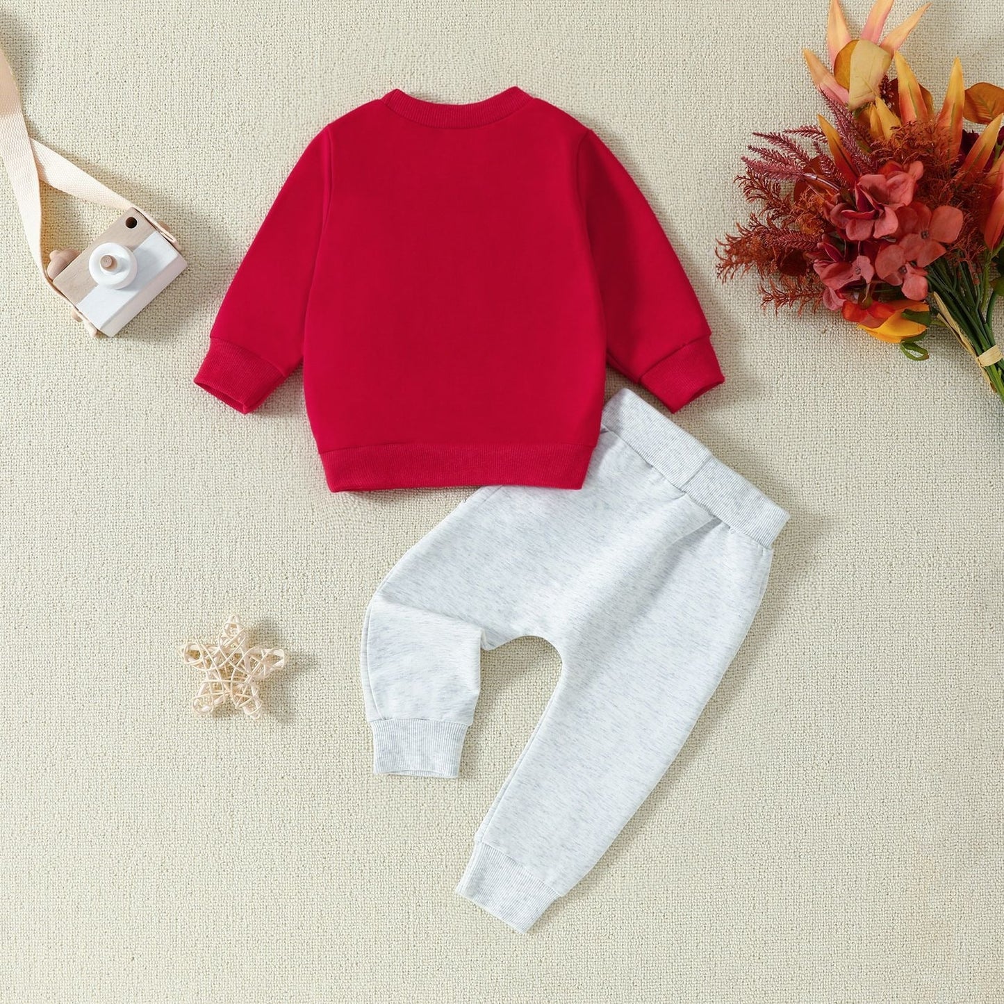 Infant and toddler clothing, children's letter printed long sleeved pullover, hoodie and pants two-piece set - Korvel