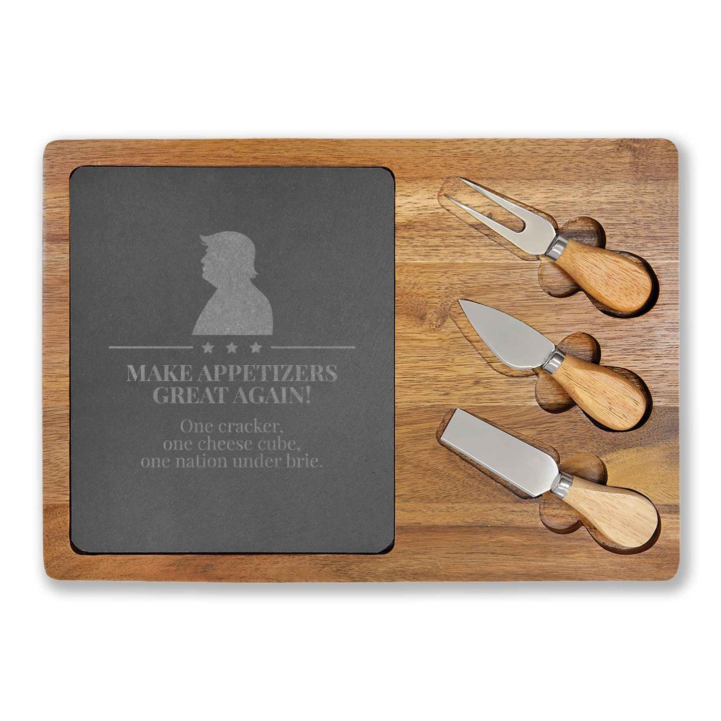 Planche à Charcuterie en Acacia et Ardoise Gravée