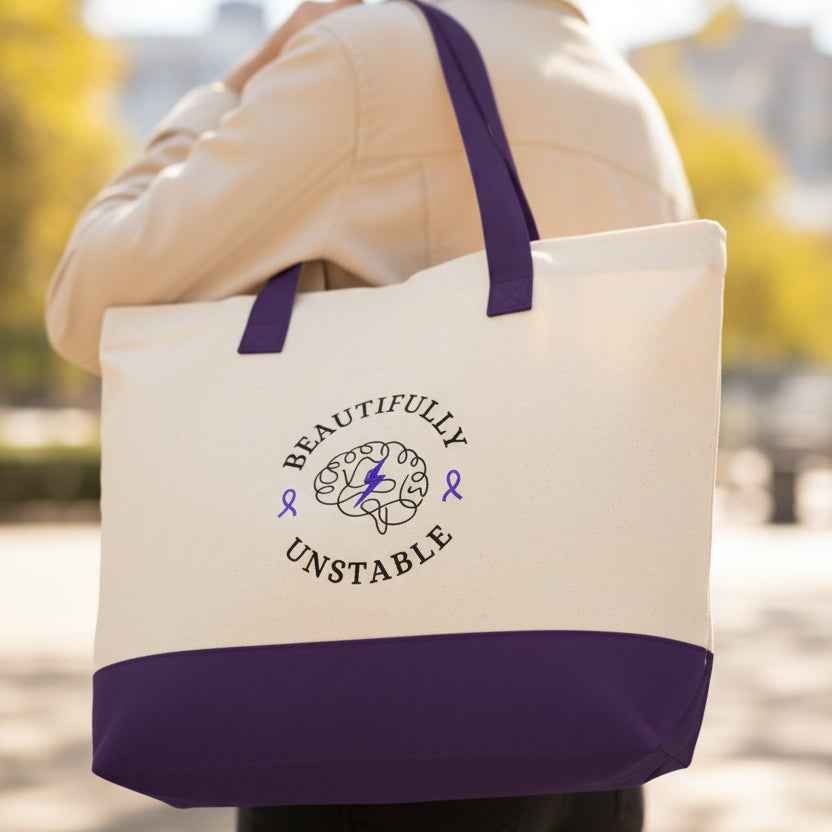 Beautifully Unstable Epilepsy Awareness Canvas Tote
