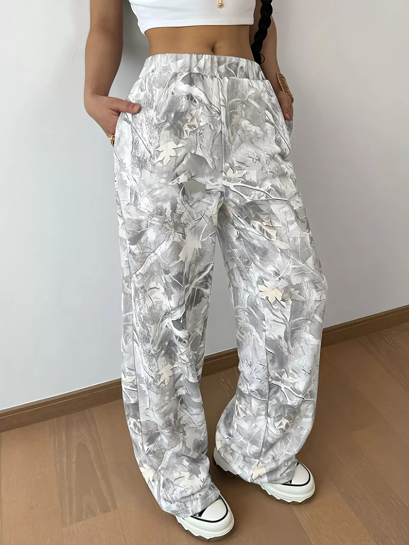 Pantalons de survêtement à jambe large imprimé abstrait