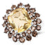 8.95 Carat Citrine & Smoky Quartz Sterling Silver Ring