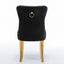 Elegant Black Velvet Dining Chair Set with Gold Accents