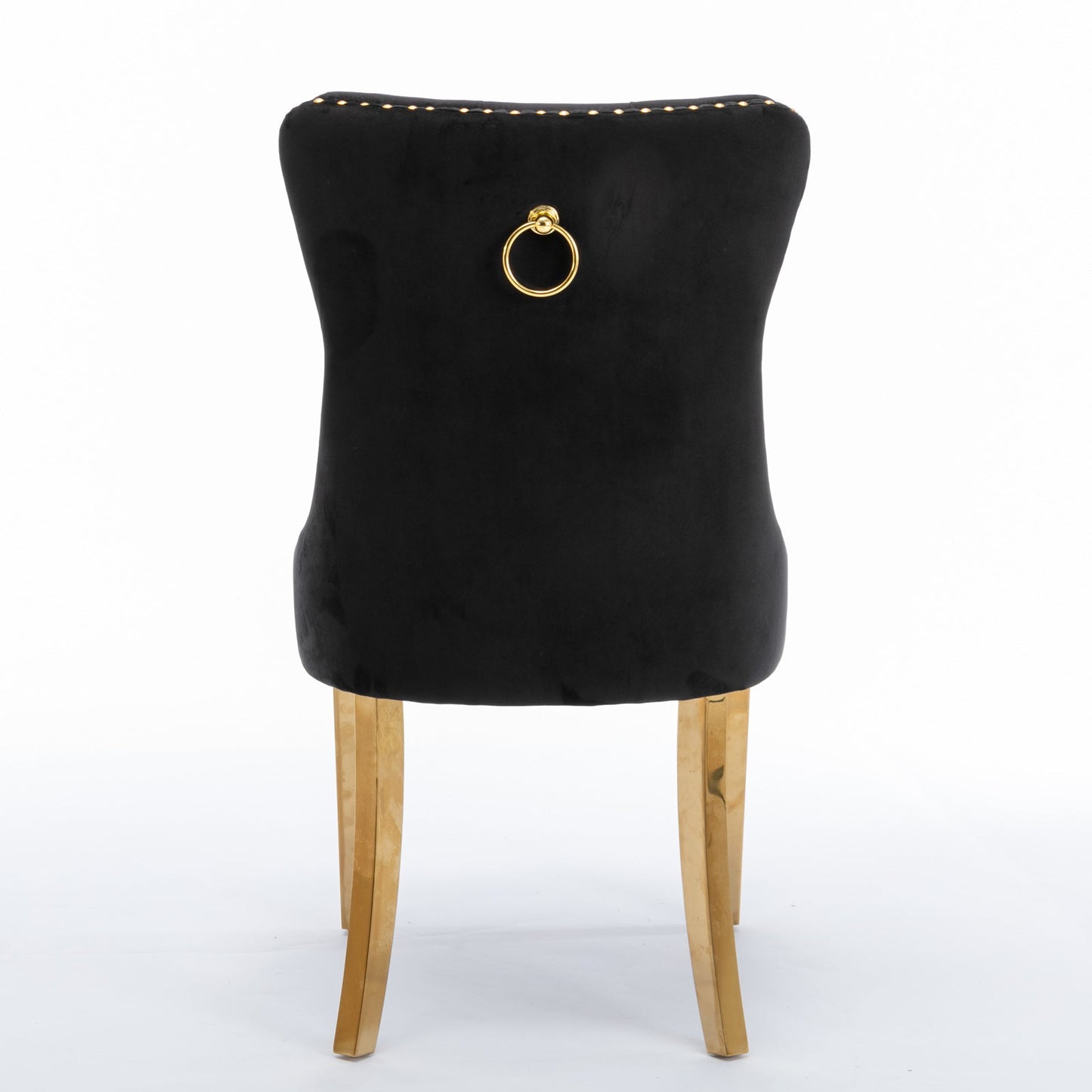Elegant Black Velvet Dining Chair Set with Gold Accents