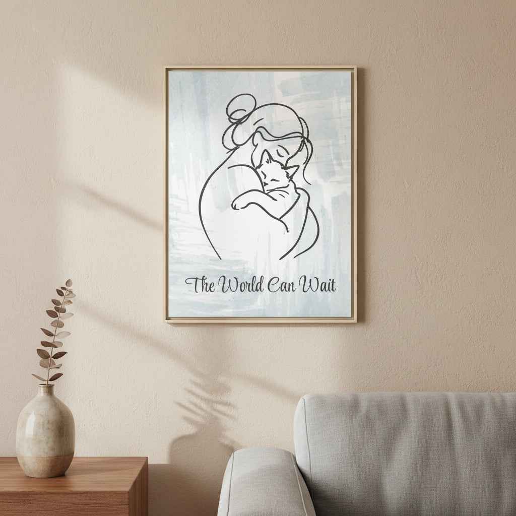 L'impression sur toile Chat Le Monde Peut Attendre