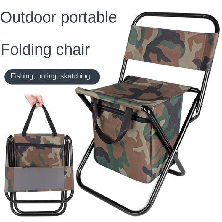 Outdoor Camping Folding Chair with Storage Backrest and Carrying Bag for Art Students' Sketching - Korvel