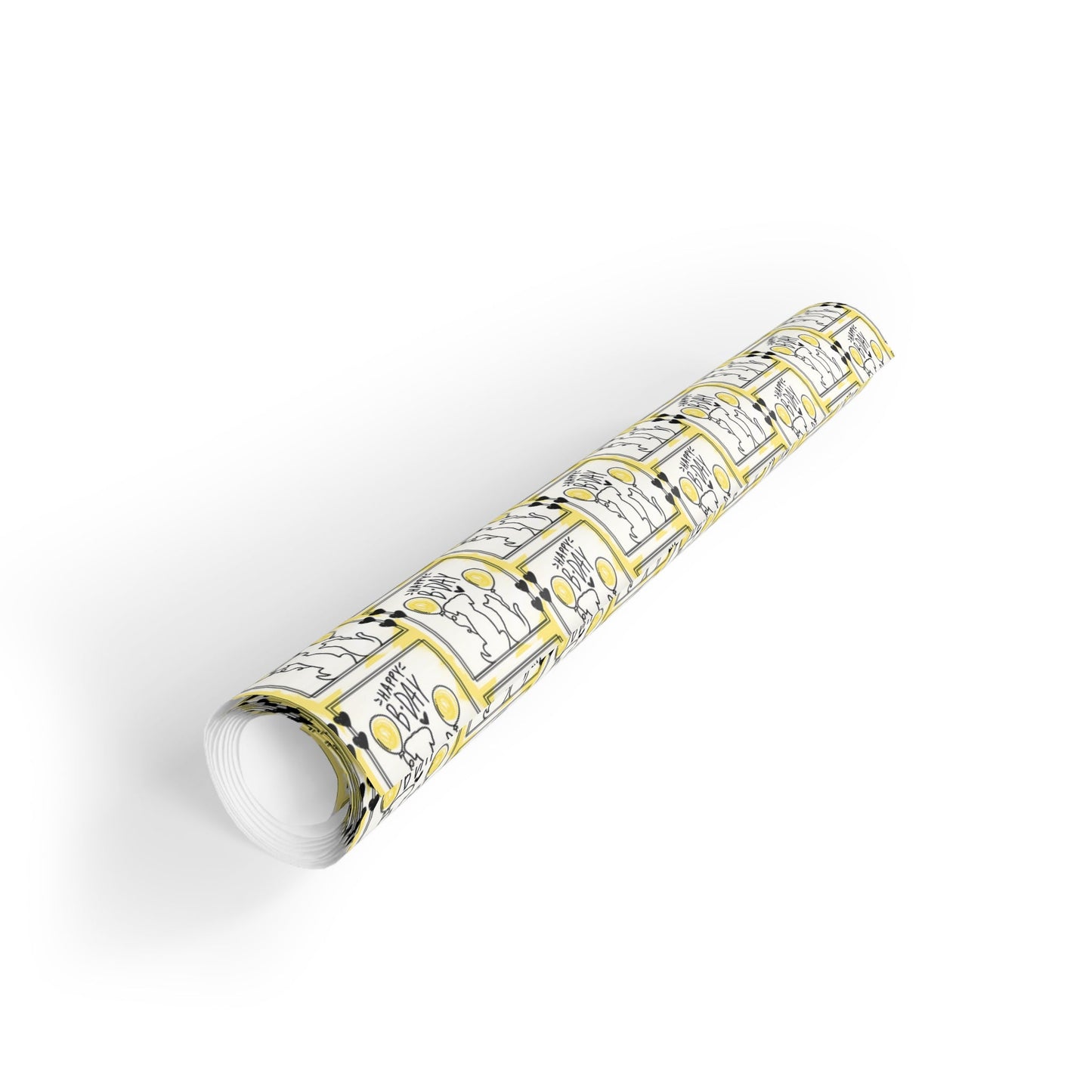 Vibrant Dog & Cat Birthday Gift Wrap - 1 Roll in Black & Yellow - Korvel