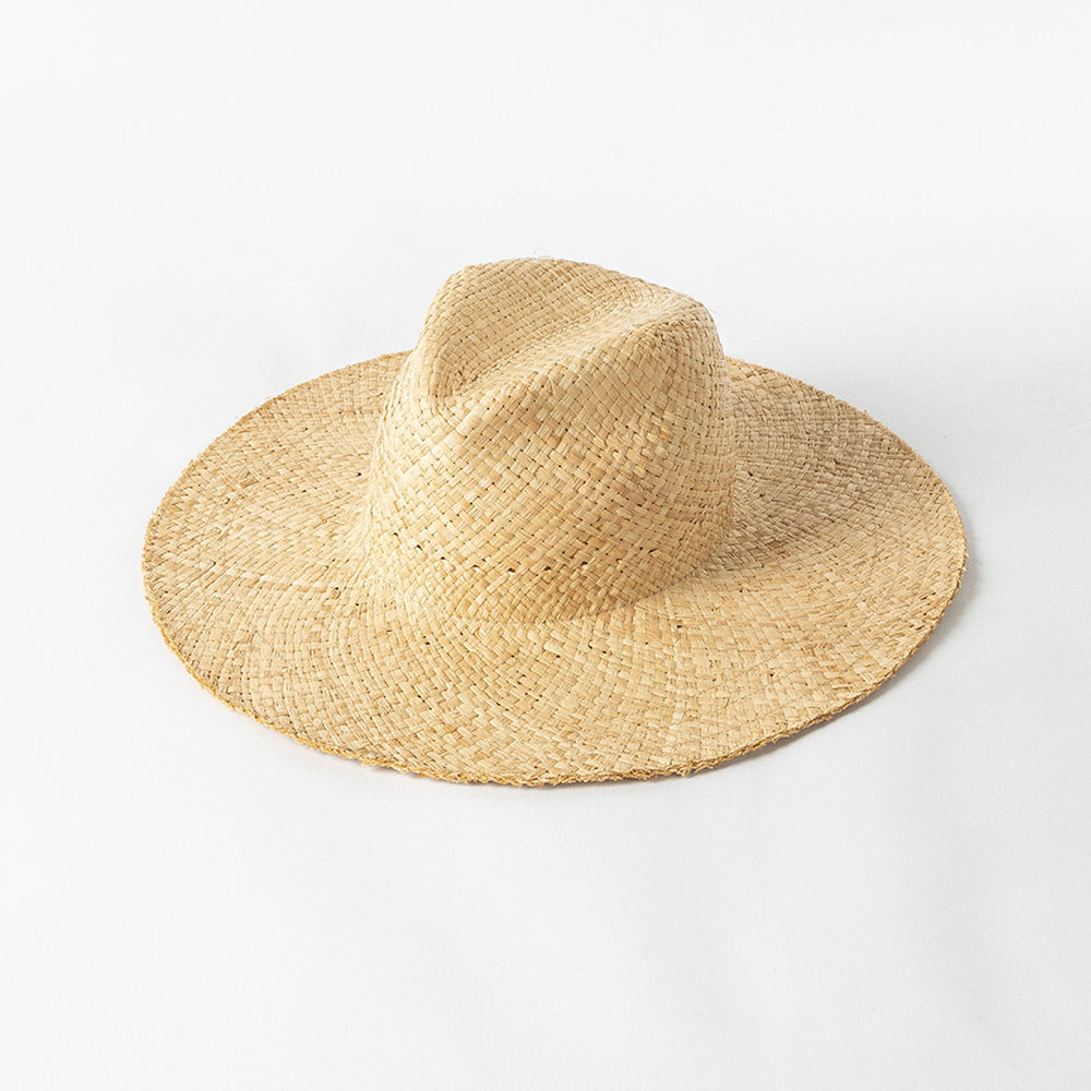 Hand-Knitted Raffia Big Brim Sun Hat for Spring & Summer