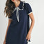 Ruffle Trimmed Collar Fine Knit Mini Dress for Women