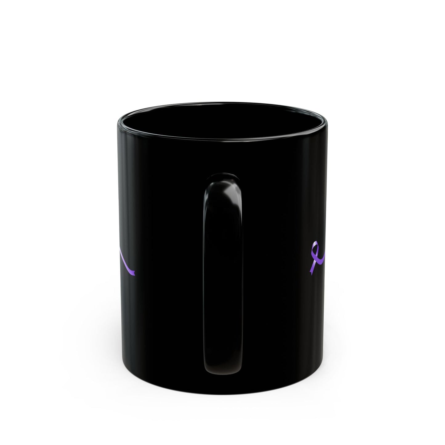 Pause for Epilepsy Awareness Purple Ribbon Black Ceramic Mug