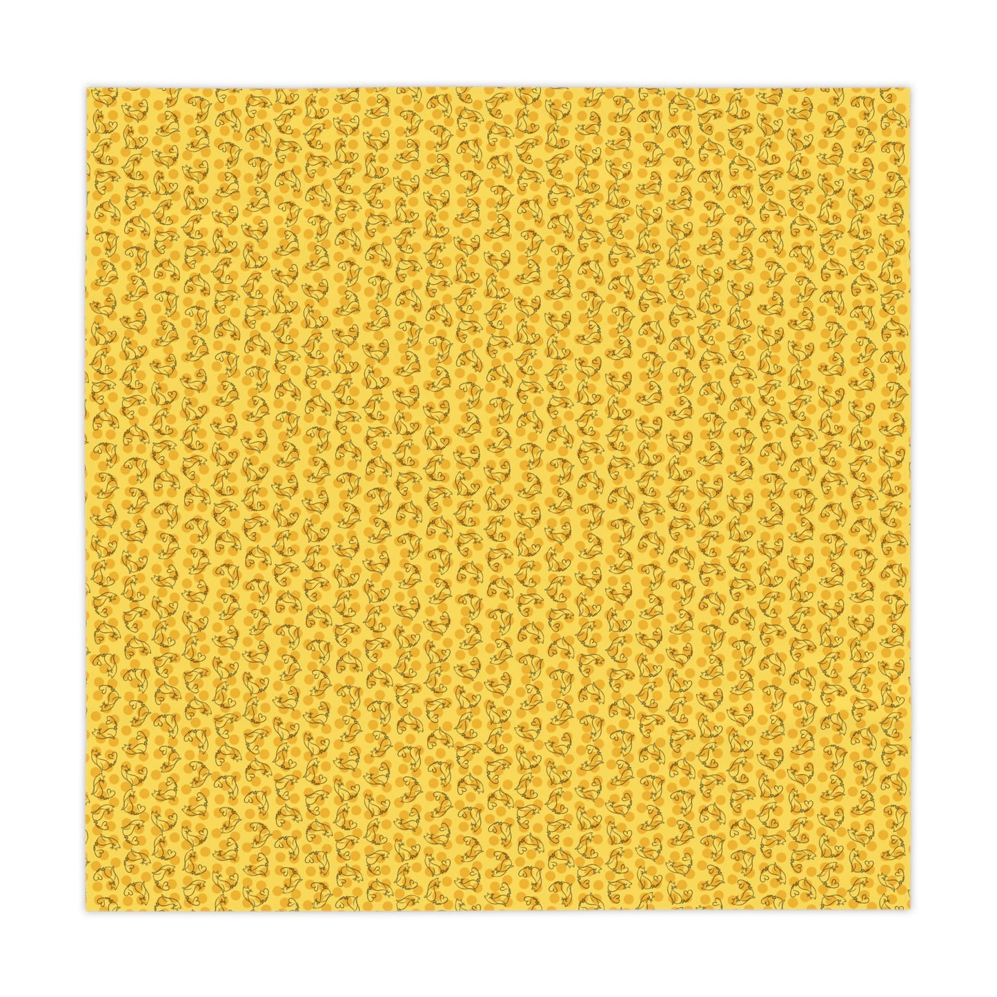 Golden Purr Cat Tablecloth – Minimalist Line Art Design (55" × 55")