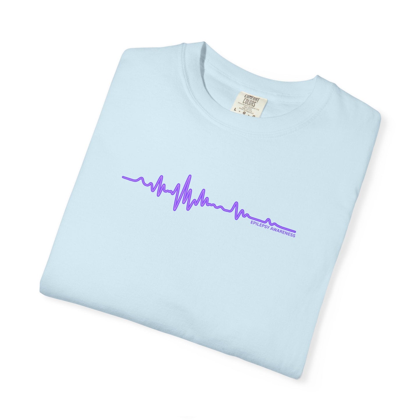 Camiseta Unisex Minimalista de Concienciación sobre la Epilepsia con Onda EEG - Diseño Púrpura