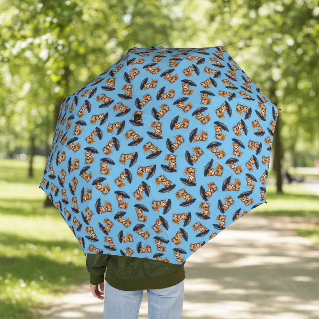 Paraguas de Gato Bonito – Estampado de Gatito en Azul Cielo
