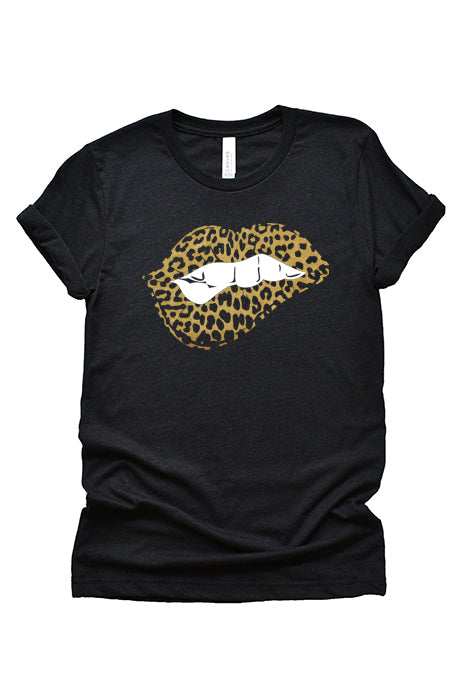 Gold Leopard Biting Lip T-Shirt - Korvel