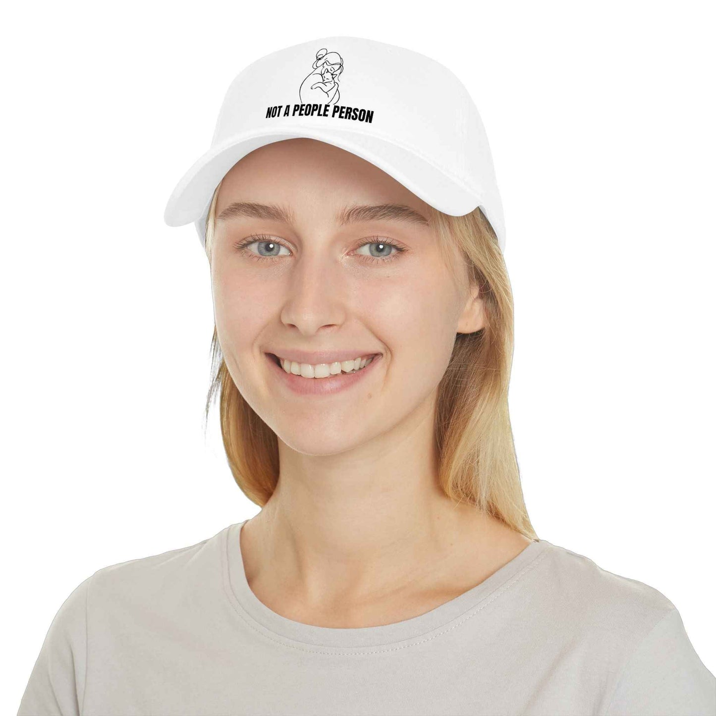Casquette en coton à profil bas avec art linéaire de chat "Pas une personne sociable"